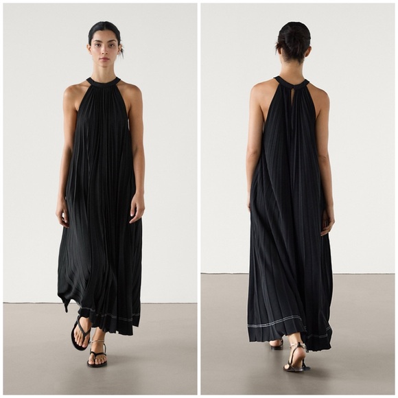 Massimo Dutti Dresses & Skirts - Massimo Dutti ~ Pleated halter midi dress w/ packets